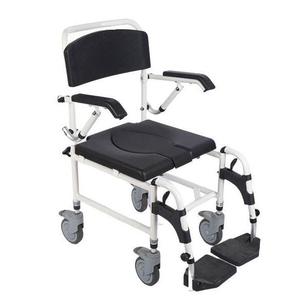 Attendant controlled wheeled shower commode chair
